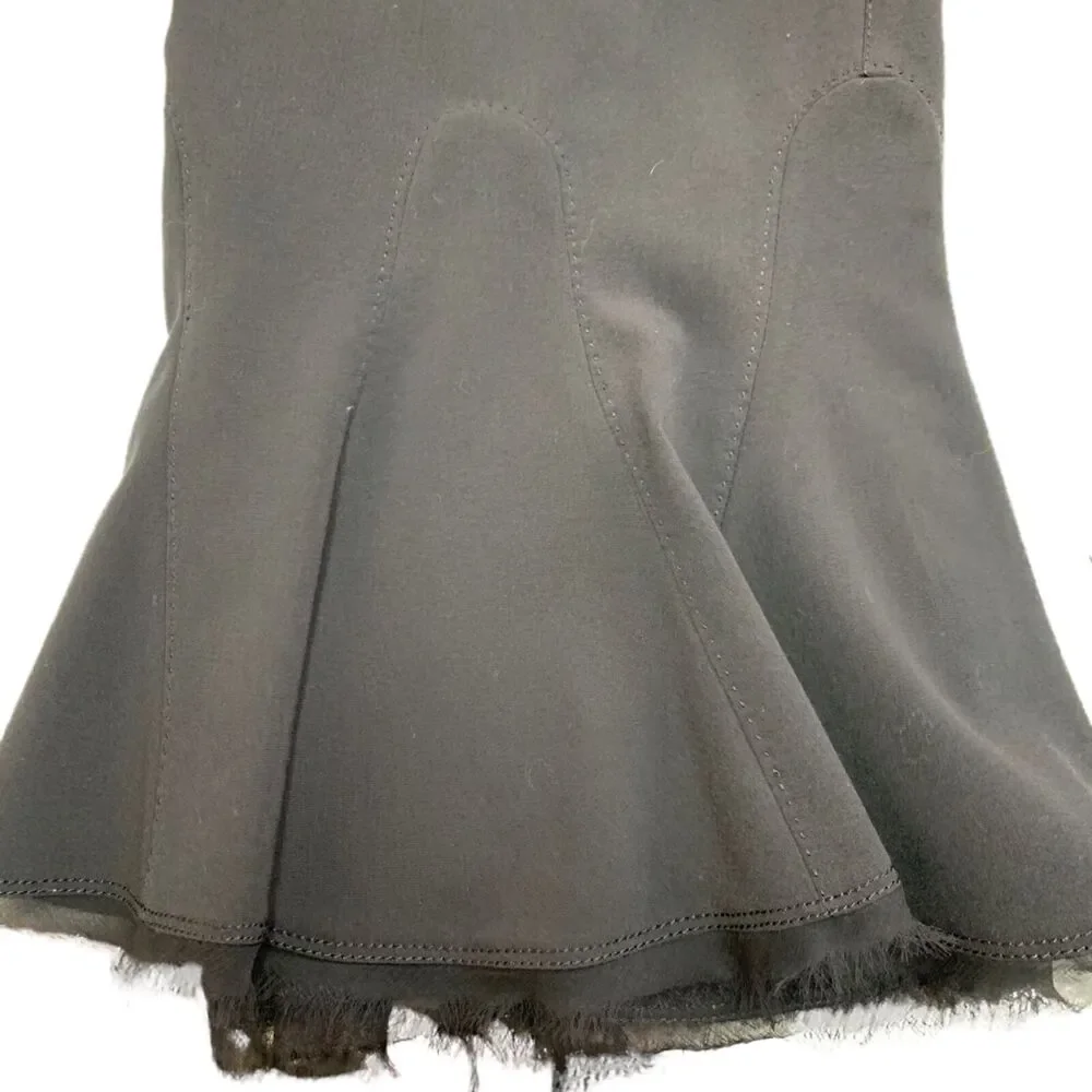 T Tahari Womens Midi Skirt Bramble Ruffle Hem Tulle Trim Career Black Size 4